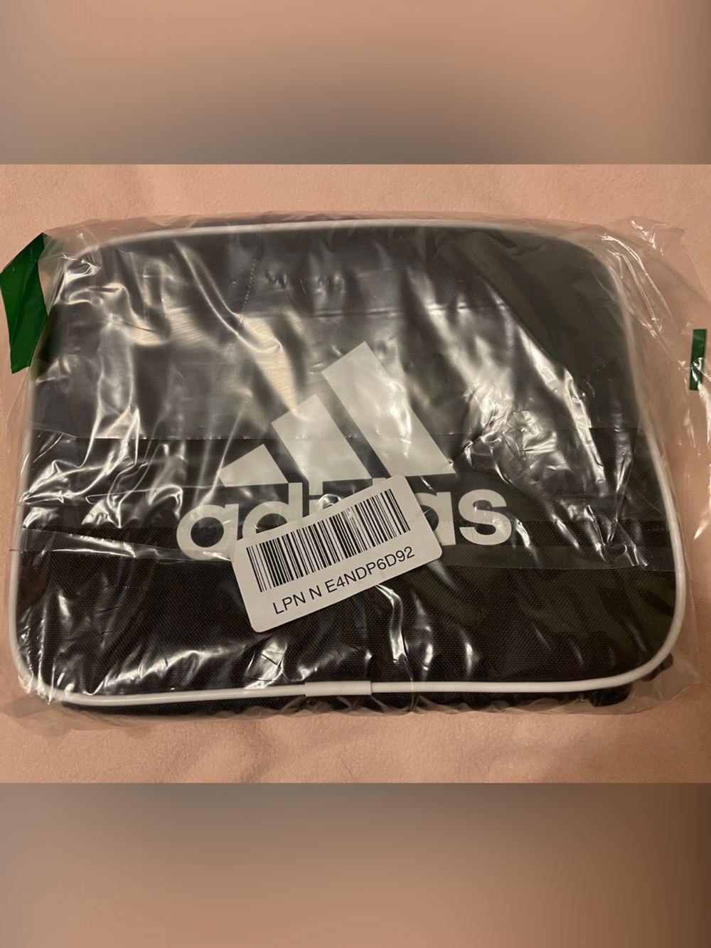 adidas Black Lunch Bag with White Logo and Piping
